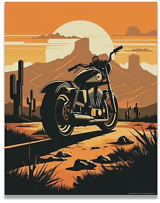 Harley-Davidson Motorcycle 11x14 Wall Decor | Harley Bike Illustration | Art Pri • $9.95