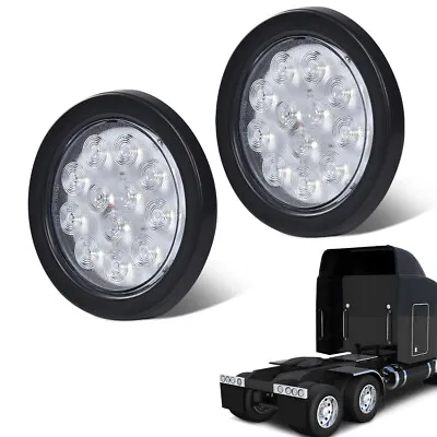 4 Inch Round 24 LED Reverse Backup Tail Lights Trailer Truck Clear Lens 12V 2Pcs • $13.43