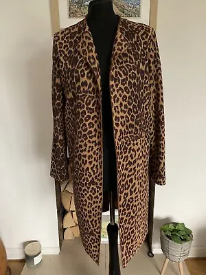 $42.68 • Buy ZARA Leopard Print Faux Suede Jacket - Size S - Duster Coat Blazer Coatigan