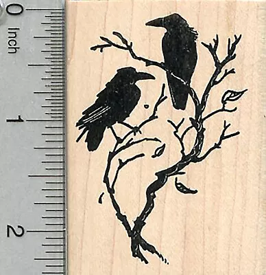 Raven Rubber Stamp Two Birds On A Branch Halloween Series J34709 WM • $19