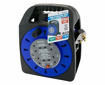 4 Gang 25m Cable Extension Reel Lead Mains Socket Heavy Duty 13 Amp Electrical • £30.49
