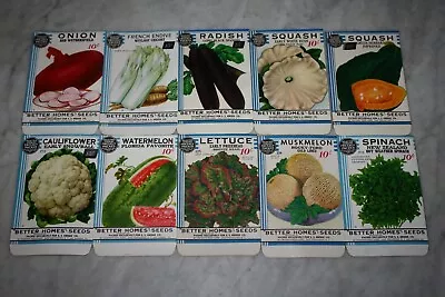 10 Vintage 1934  Better Homes  Fruit Vegetable Seed Packets Crosman Seed Co. NOS • $22