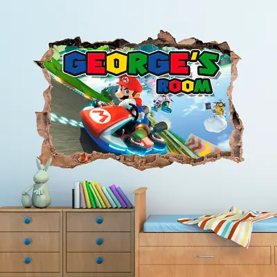£3.99 • Buy 3D Super Mario Cart Hole In Wall Sticker Art Decal Decor Kids Bedroom Decoration
