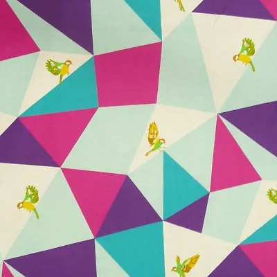 Echino Birds Geometric Cotton Fabric 150m Width • £21.54