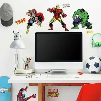 New MARVEL CLASSIC Superheroes Avengers Wall Decals Boys Bed Room Decor Stickers • $17.99