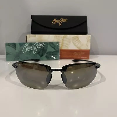 New Maui Jim 407-02 Ho'okipa Gloss Black Frame / Grey Polarized Lenses Hookipa • $164.99