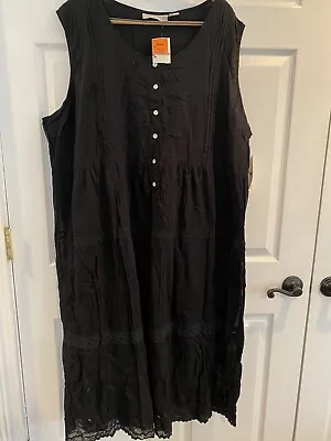 Jane Ashley Black Maxi Dress With Black Lace And Shiny Accents 3X  NWT • $15