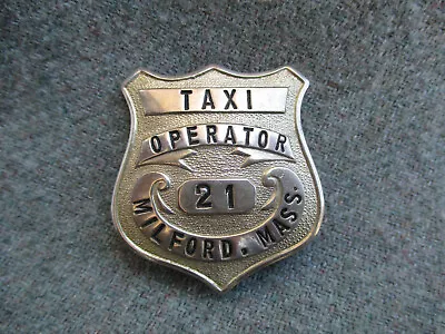 VINTAGE TAXI CAB OPERATOR UNIFORM Or HAT BADGE PIN MILFORD MASSACHUSETTS  • $42.99