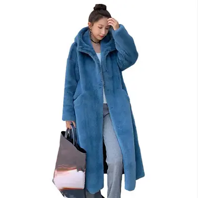 2021 Winter Coat Women's Fur Coat Korean Hooded Mink Long Coat Top Hot • $92.72