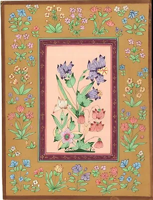 Mughal Miniature Floral Painting Handmade Moghul Indian Muslim Ethnic Flower Art • $119.99