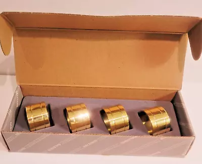 BALDWIN Devon POLISHED BRASS NAPKIN RINGS #7534 Set Of 4 In ORIGINAL BOX • $19.99