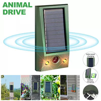 Solar Ultrasonic Garden Deterrent Repeller Animal Bird Cat Scarer Pest Fox Dog • £9.59