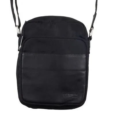 Burton Of London Unisex Black Primal Urban Leather Double Lining Side Bag • $18