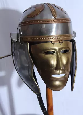 Medieval Helmet Roman Gallic/Centurian Imperial Soldier Face Ancient Mask • $50