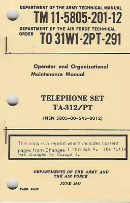 Historical Book For Telephone Set TA/312/PT. Operate Unit Maintenance • $5