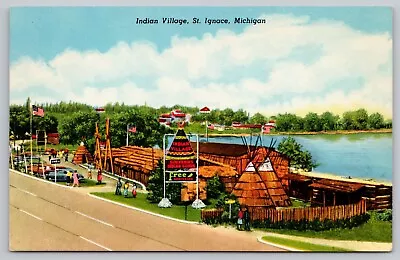 Postcard - St. Ignace Michigan - Indian Village - Circa 1950s Unposted (Q20) • $3.99