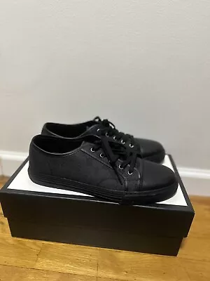 GUCCI Auth Men 11 US 10.5 UK 44.5 Black Nappa Pebbled Leather Low Sneakers Shoes • $242