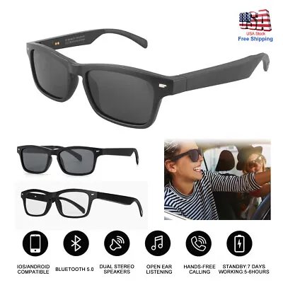 Bluetooth Air Conduction Headphone +Smart Glasses Polarized Lens Stereo Voice • $29.47