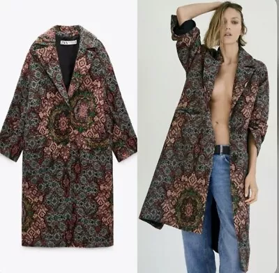 Rare Zara Genuine Multicolor Jacquard Wool Coat Jacket Limited Edition Xs-s New • $153
