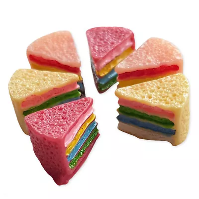 6pcs Rainbow Layer Cake Resin Kawaii Cabochons Embellishment Decoden Craft Doll • £2.29