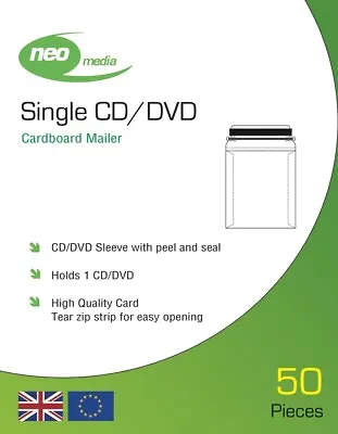 Pack Of 10 Neo Media CD DVD Card Sleeve Mailer Envelopes With Peel And Seal • £5.49