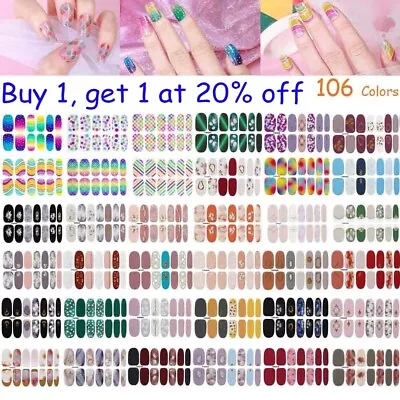 $1.64 • Buy Nail Stickers Nail Wrap Self Adhesive 3D Full Cover Nail Art Plain Colour AU