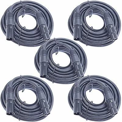 $46.95 • Buy 5pack 25 Ft Foot 3 Pin XLR Male To Female For Powered Active Speakers Monitors