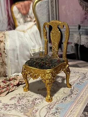 Artisan Miniature Dollhouse IGMA John J. Hodgson Gilt Windsor Side Chair 1989 • $799