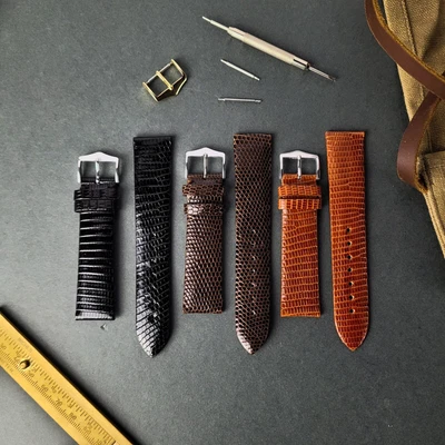 Genuine Lizard Leather Watch Strap Band | Rolex Datejust Style | 18mm 20mm 22mm • £19.95