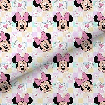 Hair Bow Printed Canvas Fabric For Making Bows Minnie Mouse A4 Sheet • £3.25