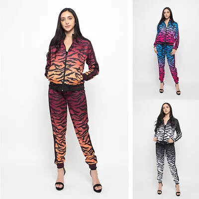 $49.95 • Buy Women's Gradient Tiger Stripe 2 Piece Jogging Tracksuit Set Outfits VL215EY S~3X