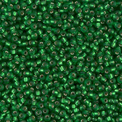 24g MIYUKI Round Seed Beads - 11/0 2mm - Green Silver Lined (16) -S0086 • £6.29