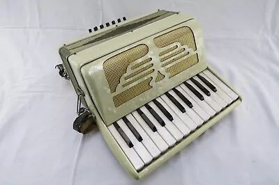 Vintage White Pearl Small Accordion 25 Keys 12 Bass Made In Italy 153/34 AS-IS • $99.99