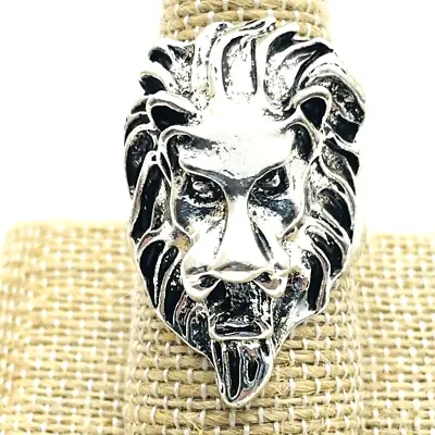 Chunky Roaring Lion Head Ring Silver Tone Zodiac Leo Cosplay LARP Medieval Goth • $14.99