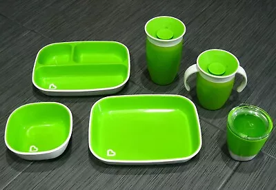 6 Green MUNCHKIN LOT Suction Bowl Plate Tray 360 Miracle Cups Toddler BPA Free • $29.99