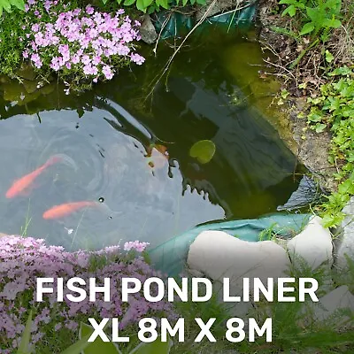 £86.89 • Buy 8m X 8m XL Thick Reinforced Koi Pond Liner Flexible 200gsm Heavy Duty Fish Pond