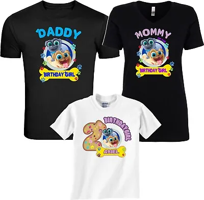 Puppy Bone Birthday Girl Family Matching Shirts Custom Name And Age  • $13.99