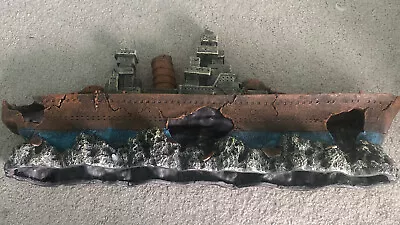 $70 • Buy Dr. Moss Warship Cave Aquarium Ornament Fish Tank - Navy Battleship Ship Decor