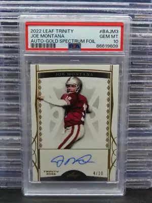 2022 Leaf Trinity Joe Montana Gold Spectrum Foil Auto Autograph #4/10 PSA 10 • $15.50