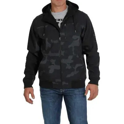 Cinch Men's Black Camo Bonded Hooded Jacket MWJ1525003 • $59.97