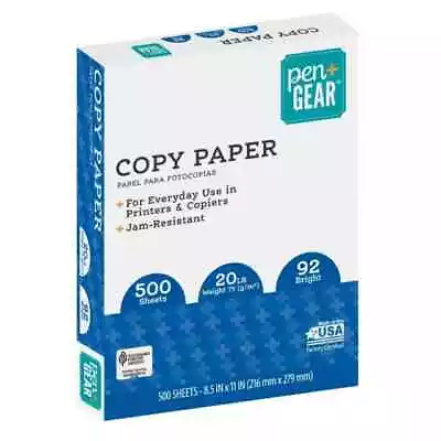 Pen+Gear Copy Paper 8.5  X 11  92 Bright White 20 Lb. 1 Ream (500 Sheets) • $8