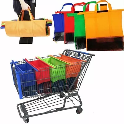 4Pcs Reusable Foldable Supermarket Shopping Cart Trolly Grocery Bag Organiser AU • $26.99