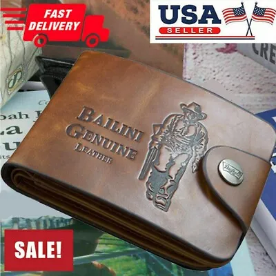 $5.59 • Buy New Mens Bifold Genuine Wallet Multi Credit Card ID License Slim Black USA 02