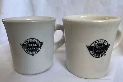 2 Vintage STEAK N SHAKE Coffee Mugs Old Restaurant Ware • $19.99