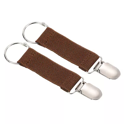 Mitten Clips 2Pcs Elastic Webbing Glove Clamp With Clip Ring Brown • $7.10