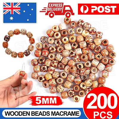 200pcs Wooden Beads Large Hole Mixed For Macrame Jewelry HOT Craft Making Hot • $6.85