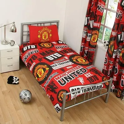 Manchester United FC Football Patch Single Duvet Cover Bedding Set Gift Kids • £21.80