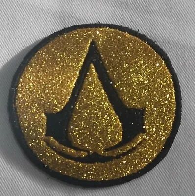 £2.50 • Buy 6.5cm Circle Custom Unofficial Gold And Black Glittery Assassin's Creed Logo...
