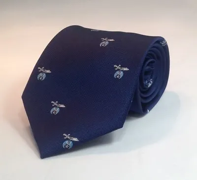 Shriner Scimitar & Crescent Woven Necktie - Navy/Light Blue (SSC-NT-NB) • $19.95