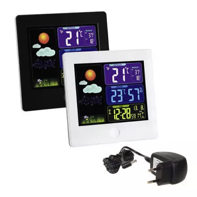 GreenBlue Weather Station Black White Temperature Humidity Time Alarm Clock • £26.67